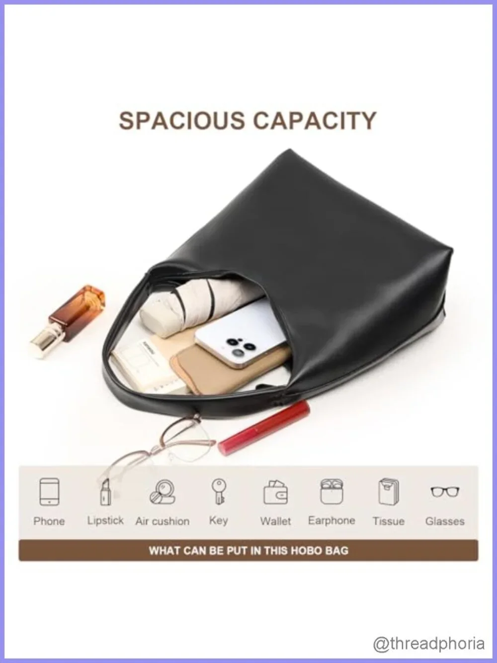 Small Hobo Shoulder Bag PU Leather Crescent Purse Everyday
